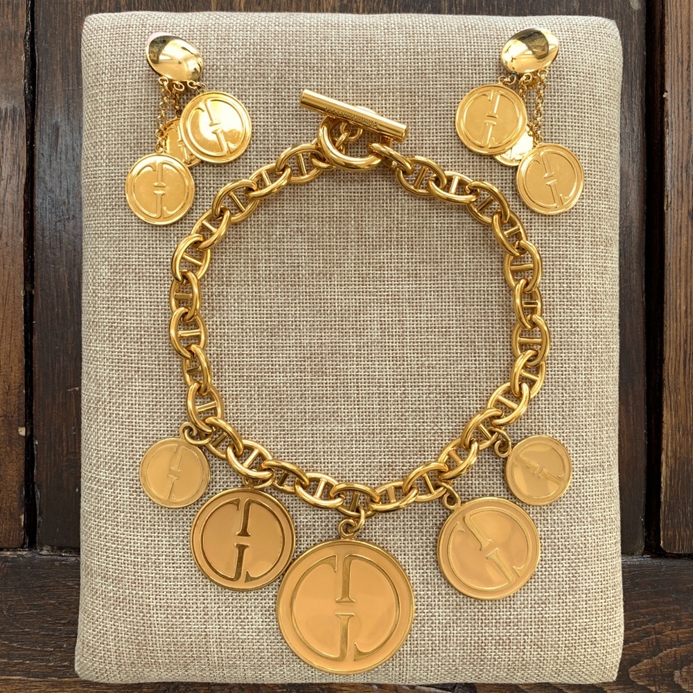 Gucci Vintage Necklace & Earrings, Gold Vermeil